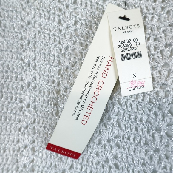 NWT Talbots Top Size X Hand Crochet Silver Boho Sleeveless - Picture 2 of 6